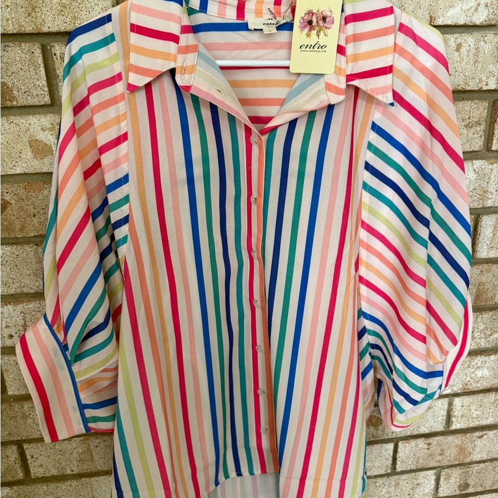 Colorful Striped Button-Up Shirt